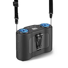 16000mAh 4 In 1 Dual-Turbine Waist Clip Fan Wearable Personal Fan Hands-Free with 5 Speeds LCD Display Lanyard Double As Power Bank for Jobsites Campi