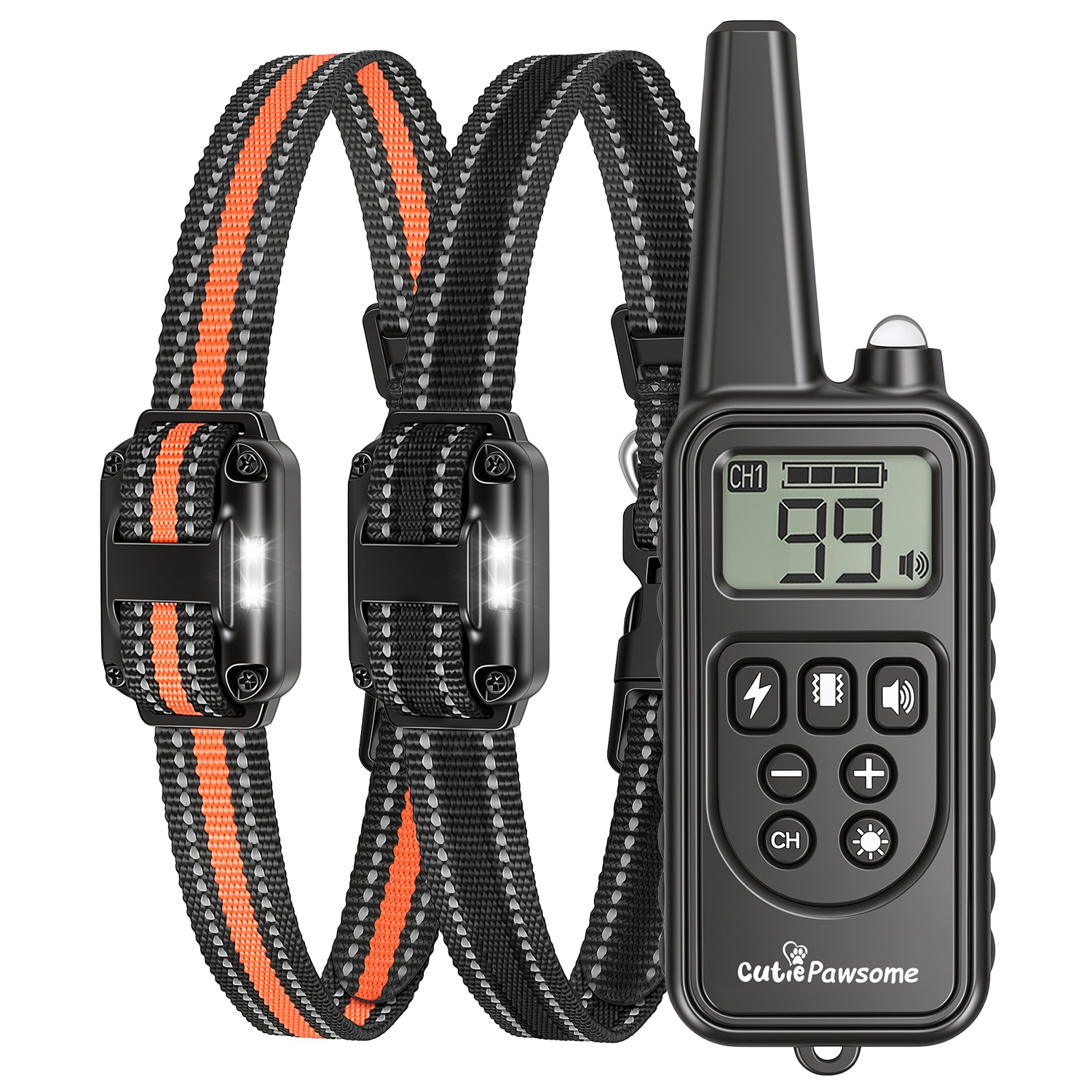 2Pack Dog Training Collars with Remote Rechargeable Dog Training Collars IP68 Waterproof with 4 Training Modes 3 Channels for Medium and Small Dogs