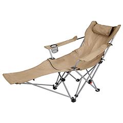 Reclining Camping Chair with Footrest 4-Position Adjustable Outdoor Folding Chair Heavy Duty Portable Camping Lounge Chair with Headrest Cup Holder & 
