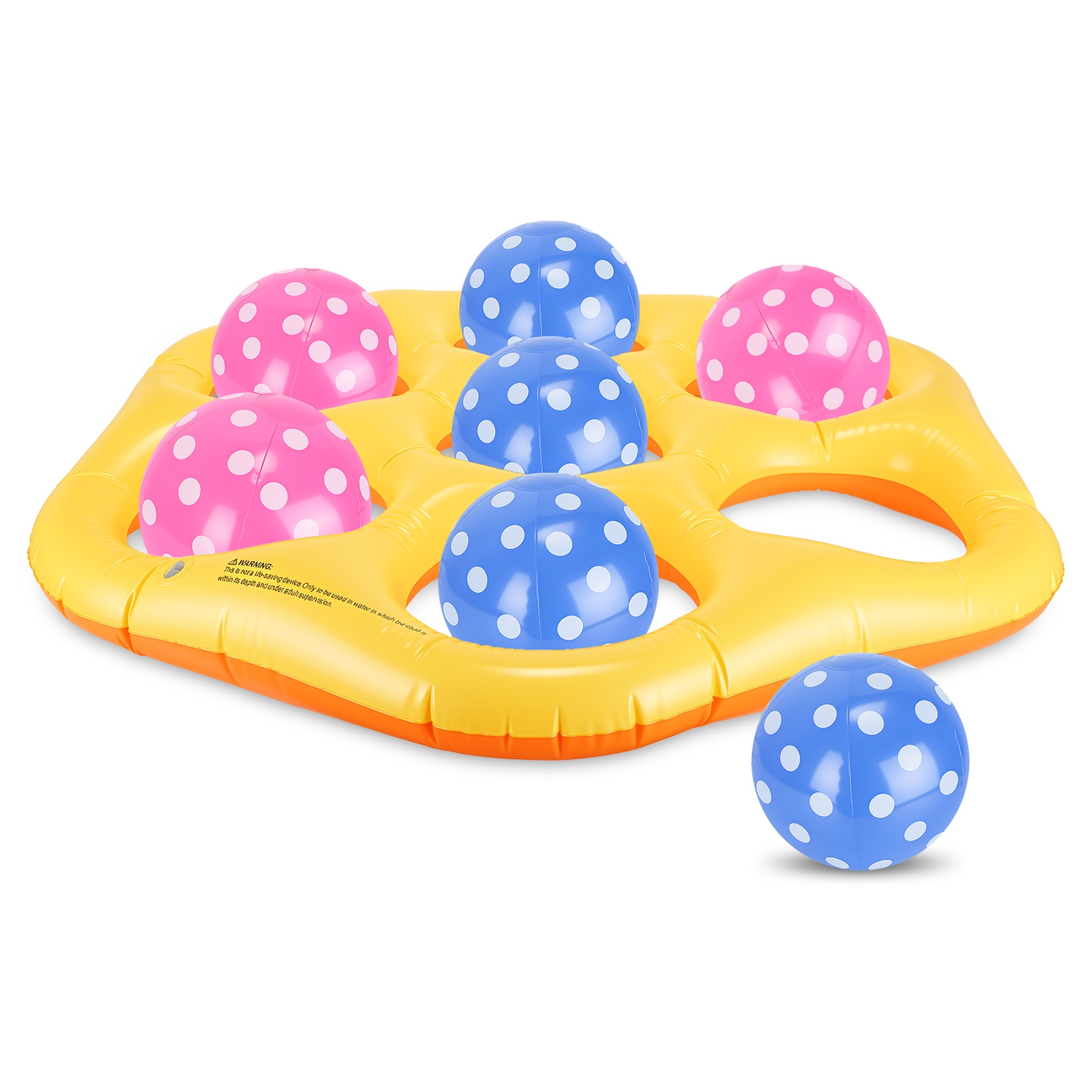 Inflatable Tic-Tac-Toe Pool Game Set with 7 Balls Summer Water Toy Portable Inflatable Game for Pool Beach Backyard