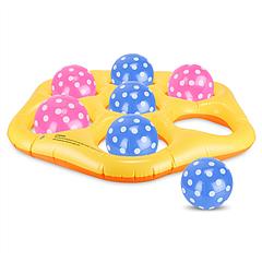 Inflatable Tic-Tac-Toe Pool Game Set with 7 Balls Summer Water Toy Portable Inflatable Game for Pool Beach Backyard