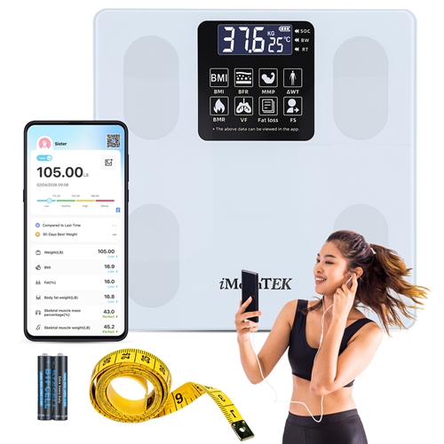 Smart Digital Scale For Body Weight High Accuracy BMI Weight Scale Full Body Composition Analysis Sync with APP 4mm Tempered Glass 397LBS Capacity LCD