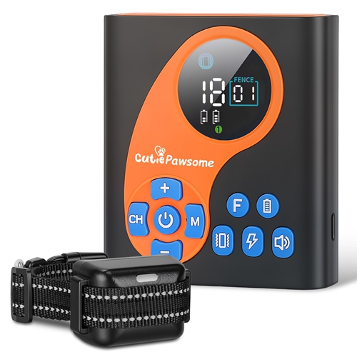 2 In 1 Wireless Dog Fence System with Training Collar Invisible Dog Fence IP68 Waterproof with 722FT Adjustable Range Beep Vibration  Static Shock