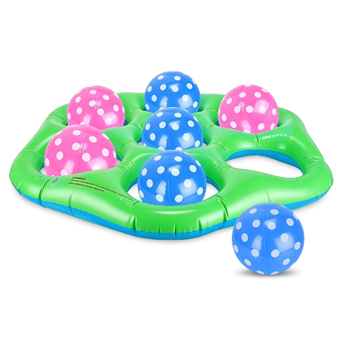 Inflatable Tic-Tac-Toe Pool Game Set with 7 Balls Summer Water Toy Portable Inflatable Game for Pool Beach Backyard