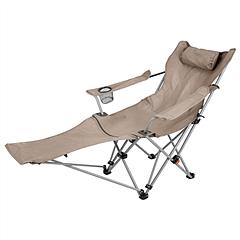 Reclining Camping Chair with Footrest 4-Position Adjustable Outdoor Folding Chair Heavy Duty Portable Camping Lounge Chair with Headrest Cup Holder & 