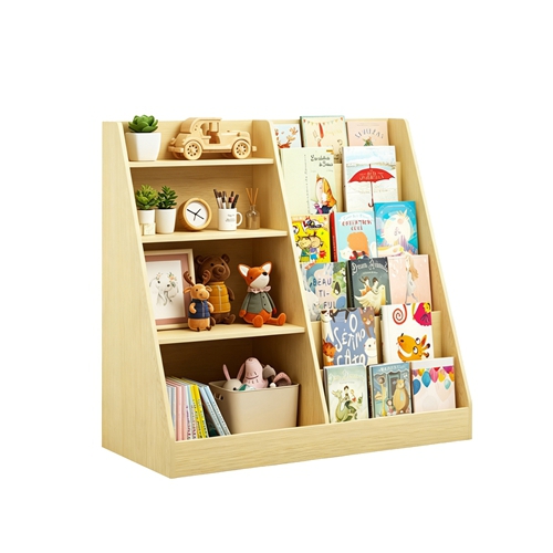 Kids Bookshelf with Toy Storage Organizer, 34.65x15.75x33.47in Wooden Bookcase Display Shelf for Kids, Multi-Tier MDF Book Storage Rack for Playroom B