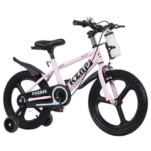 18 Inch Kids Bike with Training Wheels, Children\'s Bicycle with Magnesium Alloy Wheels, Dual U-Brakes, Adjustable Quick-Release Seat, Water Bottle & 