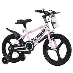 18 Inch Kids Bike with Training Wheels, Children\'s Bicycle with Magnesium Alloy Wheels, Dual U-Brakes, Adjustable Quick-Release Seat, Water Bottle & 