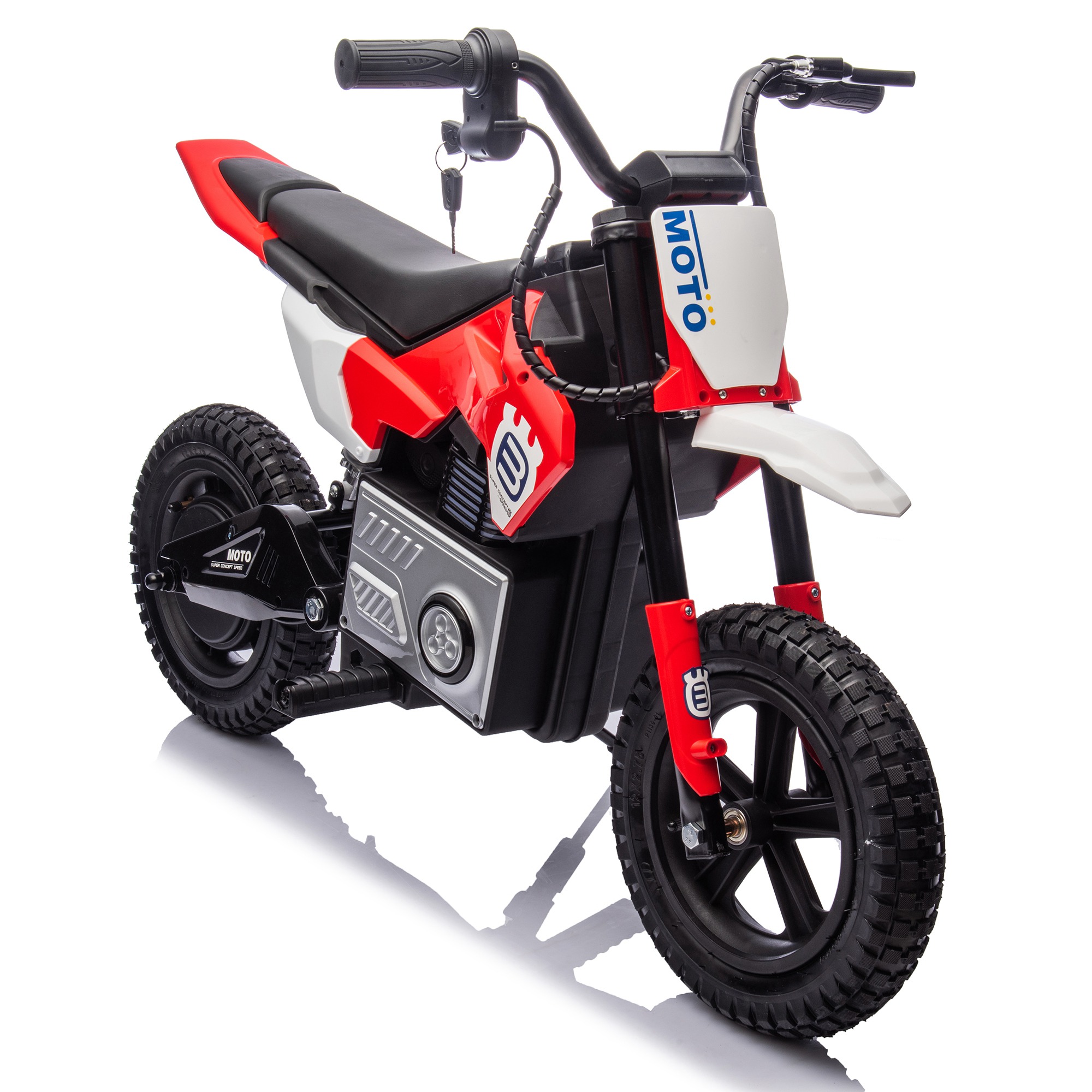 24V Kids Electric Motocross Ride On Motorcycle, 200W High Speed Hub Motor Dirt Bike Toy with Rear Shock Absorber, Adjustable Speed, LED Breathing Ligh
