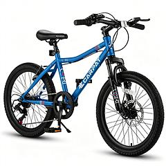 20 Inch Kids Mountain Bike, 7-Speed Boys Girls Bicycle with Front Suspension, Disc & V-Brake, Steel Frame Children\'s Bike for Ages 6-12