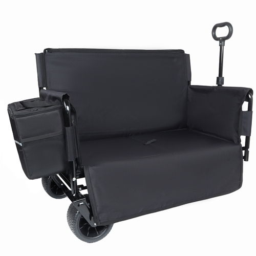 3-in-1 Folding Wagon Cart with Bench Seat, patent protection- Includes 1 ice pack, 500lbs Heavy-Duty Utility Wagon, 180L Capacity All-Terrain Wheels f