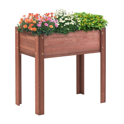 31x16x30in Elevated Raised Garden Bed with Legs, Wooden Planter Box for Outdoor Vegetable Herb Flower Fruit Growing