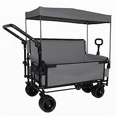 3-in-1 Folding Wagon Cart with Bench Seat Removable Canopy and Storage Collapsible Utility Wagon with Brakes 500lbs Capacity with All-Terrain Wheels f
