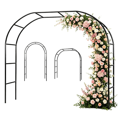 7.87Ft H x 4.59Ft W Adjustable Metal Garden Arch DIY Outdoor Trellis for Climbing Plants Wedding Arch Decoration Iron Arbor for Backyard Garden Entran