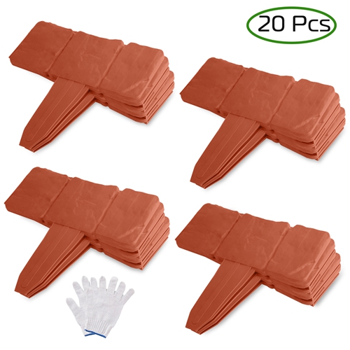 20 PCS Cobbled Stone Effect Plastic Garden Lawn Border Edging