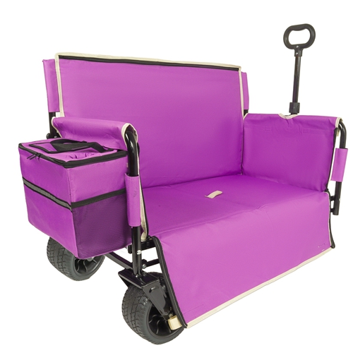 3-in-1 Folding Wagon Cart with Bench Seat, patent protection- Includes 1 ice pack, 500lbs Heavy-Duty Utility Wagon, 180L Capacity All-Terrain Wheels f