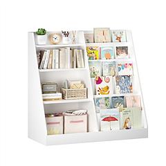 Kids Bookshelf with Toy Storage Organizer, 34.65x15.75x33.47in Wooden Bookcase Display Shelf for Kids, Multi-Tier MDF Book Storage Rack for Playroom B