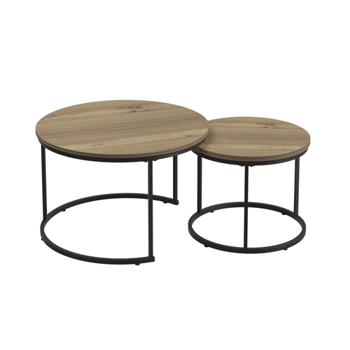 27.56in Nesting Coffee Table Set of 2 Round Coffee Tables with Marble Pattern MDF Top Metal Frame Space Saving Nesting End Tables 120LBS Max Load for 