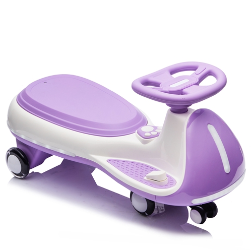 12V Kids Electric Wiggle Ride On Car, 2-in-1 Battery Powered Twist Car with Wireless Music, Controllable LED Lights & Flashing PU Wheels, Stable Frame