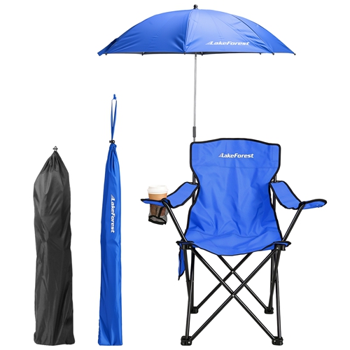 Camping Chair with Umbrella Lightweight Foldable Outdoor Chair with Cup Holder Detachable Sun Canopy Carrying Bag 330LBS Max Load for Beach Picnic Tra