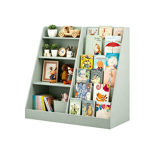 Kids Bookshelf with Toy Storage Organizer, 34.65x15.75x33.47in Wooden Bookcase Display Shelf for Kids, Multi-Tier MDF Book Storage Rack for Playroom B