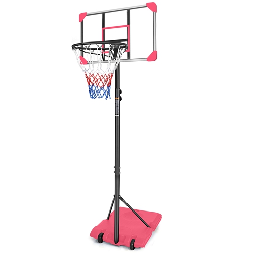 Portable Kids Basketball Hoop with Wheels, Height Adjustable 5.6 to 7ft Basketball Goal System Indoor Outdoor for Kids Teens Adults