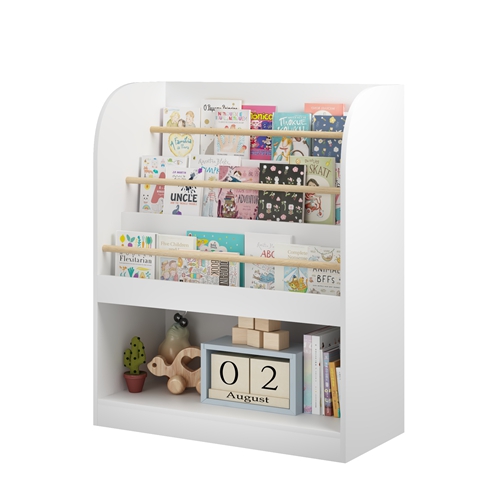 Kids Bookshelf with Open Storage, 3-Tier Front-Facing Children\'s Bookcase, Wooden Book Display Shelf and Toy Organizer for Toddlers, Playroom, Bedroo