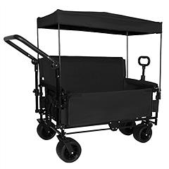 3-in-1 Folding Wagon Cart with Bench Seat Removable Canopy and Storage Collapsible Utility Wagon with Brakes 500lbs Capacity with All-Terrain Wheels f