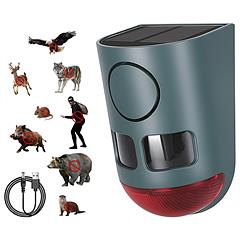 3-In-1 Ultrasonic Solar Animal Repeller Motion Activated Animal Repellent with Ultrasonic Sound Alarm Strobe Light 4 Modes IP55 Waterproof for Deer Ra