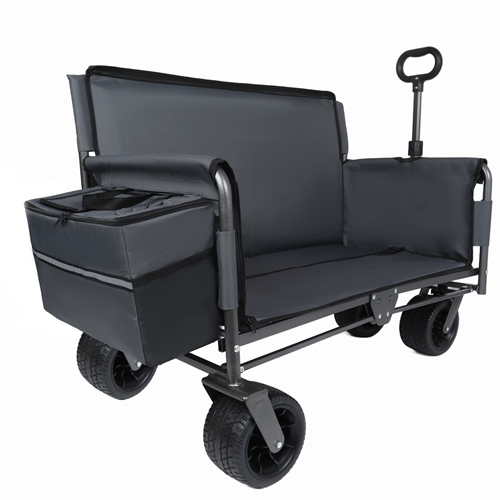 3-in-1 Folding Wagon Cart with Bench Seat, patent protection- Includes 1 ice pack, 500lbs Heavy-Duty Utility Wagon, 180L Capacity All-Terrain Wheels f