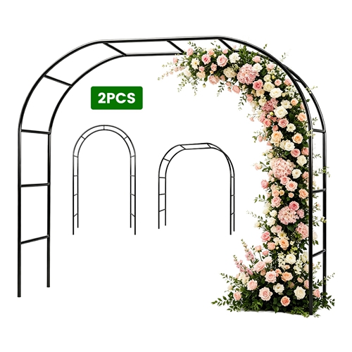 2Pack 7.87Ft H x 4.59Ft W Adjustable Metal Garden Arches DIY Outdoor Trellis for Climbing Plants Wedding Arch Decoration Iron Arbor for Backyard Garde