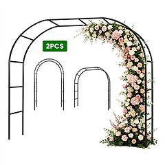 2Pack 7.87Ft H x 4.59Ft W Adjustable Metal Garden Arches DIY Outdoor Trellis for Climbing Plants Wedding Arch Decoration Iron Arbor for Backyard Garde