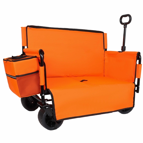 3-in-1 Folding Wagon Cart with Bench Seat, patent protection- Includes 1 ice pack, 500lbs Heavy-Duty Utility Wagon, 180L Capacity All-Terrain Wheels f