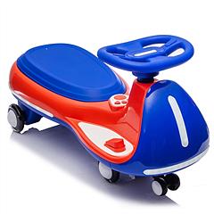 12V Kids Electric Wiggle Ride On Car, 2-in-1 Battery Powered Twist Car with Wireless Music, Controllable LED Lights & Flashing PU Wheels, Stable Frame
