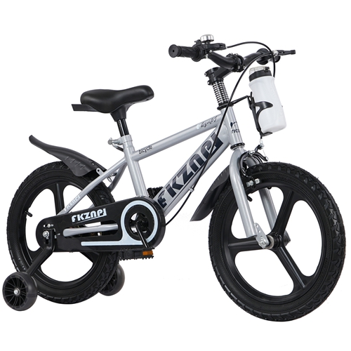 16 Inch Kids Bike with Training Wheels, Children\'s Bicycle with Magnesium Alloy Wheels, Dual U-Brakes, Adjustable Quick-Release Seat, Water Bottle & 