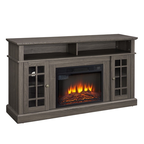 Classic 58" TV Stand with 23" Fireplace Glass Door Cabinets & Adjustable Shelves, Media Entertainment Center for TVs up to 65", Living Room Media Cons
