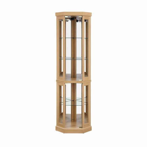 5-Tier Lighted Corner Curio Display Cabinet Adjustable Glass Display Case with Light Bulb Anti-Tipping Hardware for Collectibles, Wine & Decor