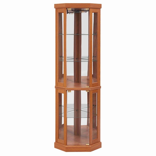 5-Tier Lighted Corner Curio Display Cabinet Adjustable Glass Display Case with Light Bulb Anti-Tipping Hardware for Collectibles, Wine & Decor