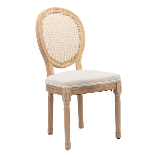 French Style Oval Rattan Back Dining Chairs Set of 2, Solid Wood Kitchen Side Chairs for Dining Room, Living Room & Restaurant
