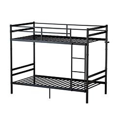 Twin Over Twin Metal Bunk Bed with Ladder and Full-Length Guardrails Convertible into Two Twin Beds Heavy-Duty Iron Bunk Bed Frame No Box Spring Neede