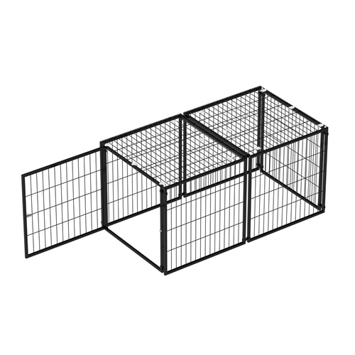 48.2in Spacious Dog Kennel Indoor Dog Crate with PVC Top Cover, Heavy Duty Metal Dog Playpen with Flexible Door Placement, Escape Resistant Pet Cage f