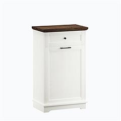 10 Gallon Tilt-Out Trash Cabinet with Drawer, Freestanding Kitchen Garbage Bin Holder & Laundry Hamper for Kitchen, Living Room, Laundry & Balcony