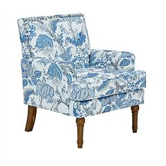 Floral Upholstered Accent Chair with Nailhead Trim, Solid Wood Legs, High-Density Foam Cushioned Armchair, Modern Farmhouse Reading Chair for Living R