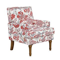 Floral Upholstered Accent Chair with Nailhead Trim, Solid Wood Legs, High-Density Foam Cushioned Armchair, Modern Farmhouse Reading Chair for Living R