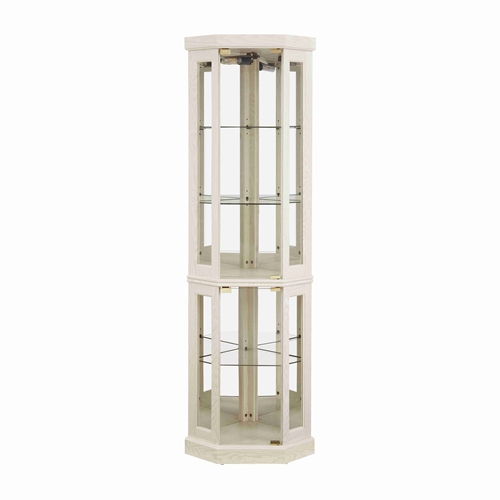 5-Tier Lighted Corner Curio Display Cabinet Adjustable Glass Display Case with Light Bulb Anti-Tipping Hardware for Collectibles, Wine & Decor