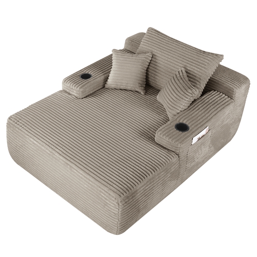 Forbidden to Sell on AliExpress Boneless Chaise Lounge Sleeper Sofa Bed with Cup Holders & Storage Pocket, Single Seat Oversized Leisure Chair with Th
