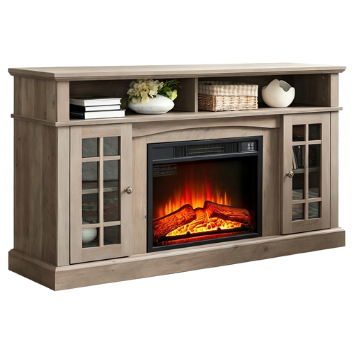 Classic 58" TV Stand with 23" Fireplace Glass Door Cabinets & Adjustable Shelves, Media Entertainment Center for TVs up to 65", Living Room Media Cons