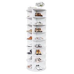 8-Tier Rotating Shoe Rack Tower, 360° Spinning Shoe Organizer with 32 Pairs Capacity, Freestanding Vertical Shoe Storage Cabinet for Closet Entryway B