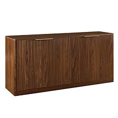 Modern Fluted Sideboard Cabinet with 4 Doors Wavy Storage Cabinet with Large Invisible Storage Buffet Cabinet TV Stand Accent Console Table for Living