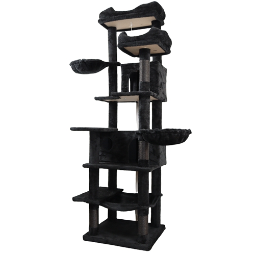 68in Multi-Level Cat Tree Tower with Hammocks, Cat Condo, Hanging Basket, Removable Cushions & Sisal Scratching Posts, Plush Cat Activity Center for I
